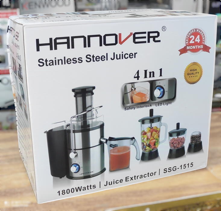 HANNOVER Stainless Steel Juicer 4 in 1 (SSG-1515) Lot imported