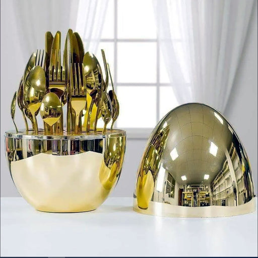 Egg Shaped Golden 24Pcs cutlery Set Lot imported